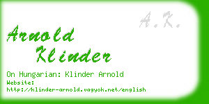 arnold klinder business card